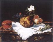 Edouard Manet Brioche with flower and fruits France oil painting artist